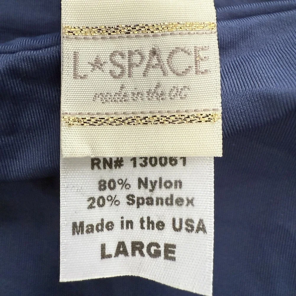 L*Space Navy Twist Bandeau Bikini Set Colorblock Swim Beach Resort Vacation L